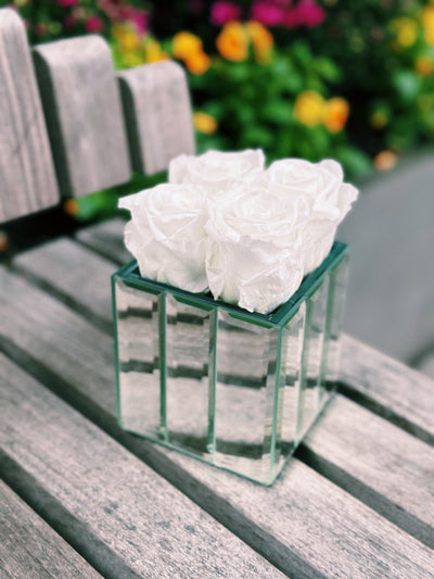 Mini Modern Mirror with Pure White Rose