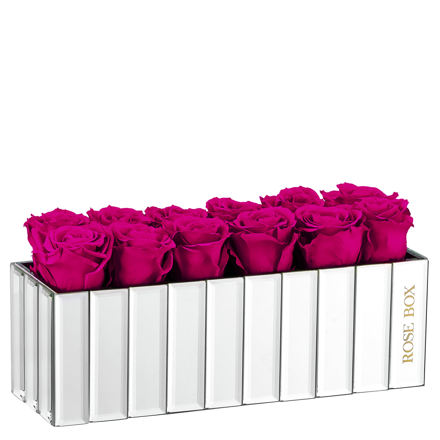 Modern Silver Mirrored Centerpiece with Ruby Pink Roses