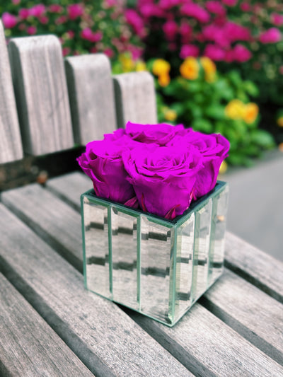 Mini Modern Mirror with Royal Purple Roses