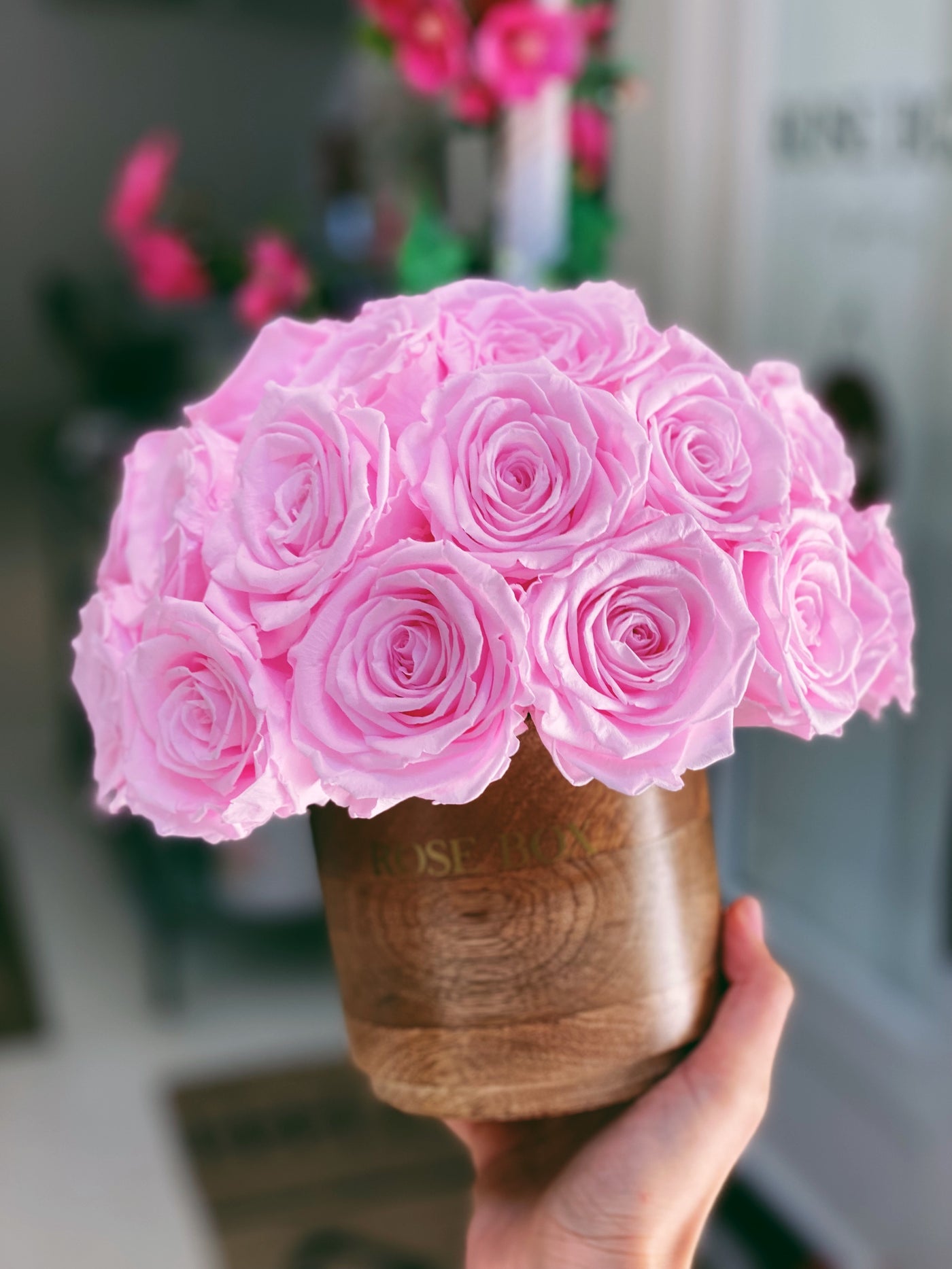 Rustic Mini Half Ball with Light Pink Roses
