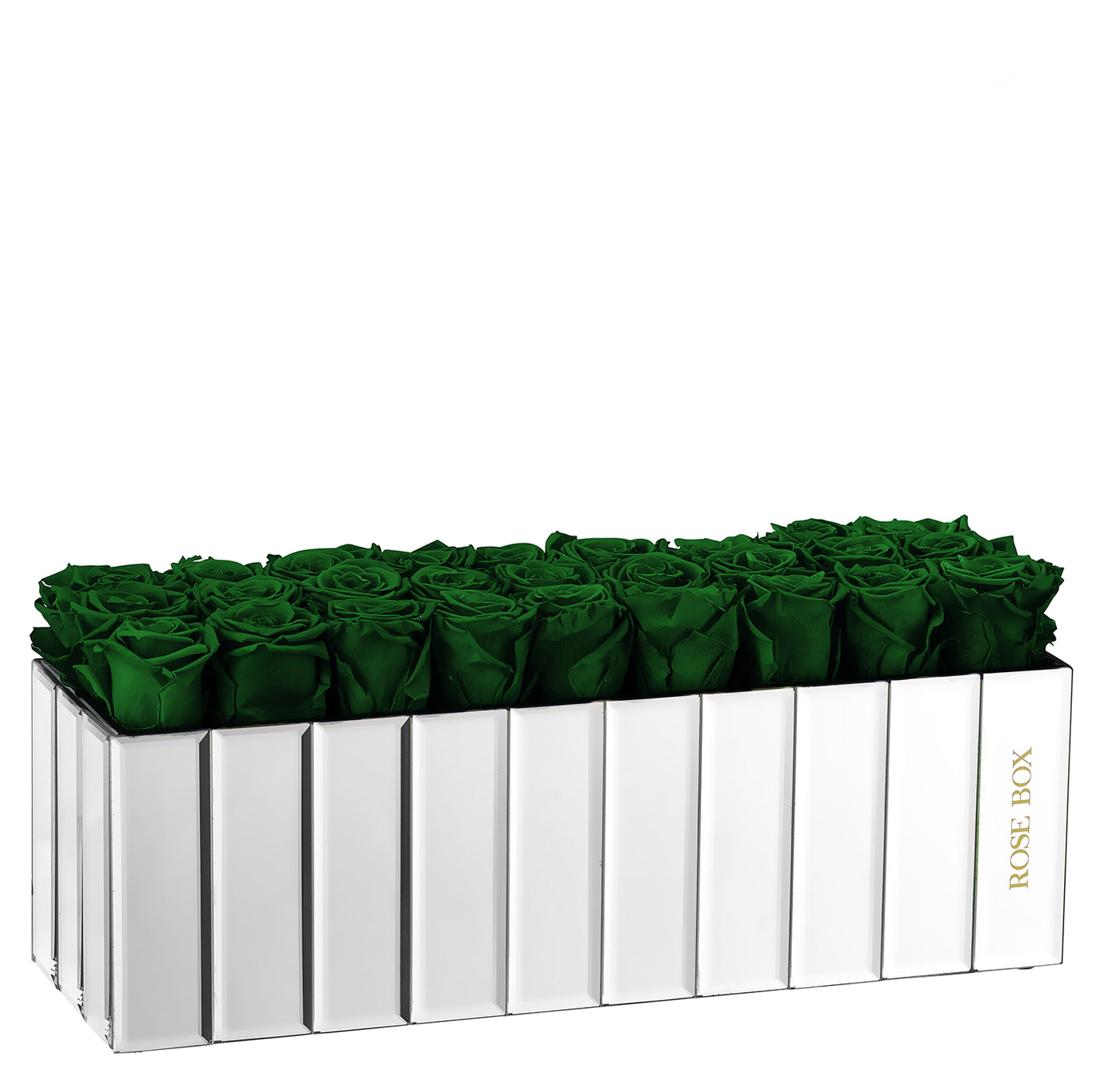 Large Modern Mirrored Centerpiece with Forest Green Roses