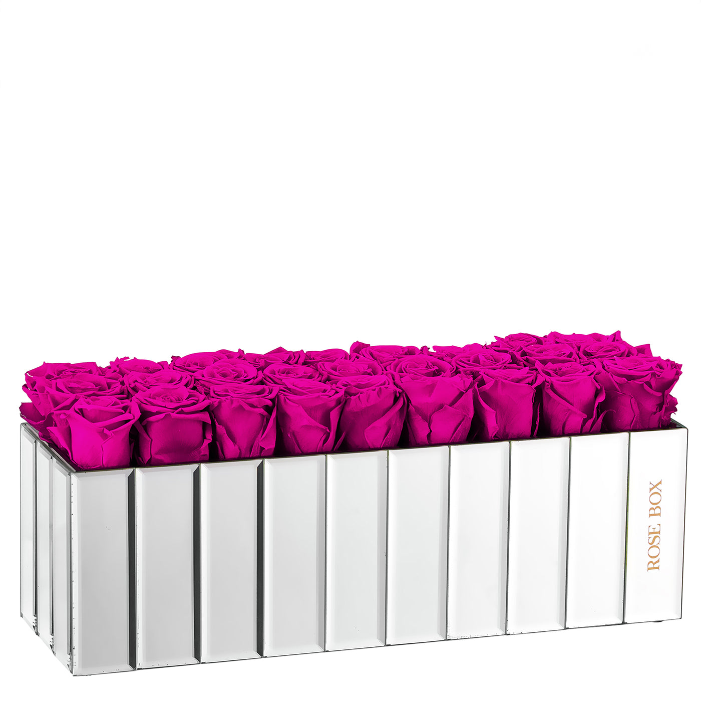 Large Modern Mirrored Centerpiece with Neon Pink Roses
