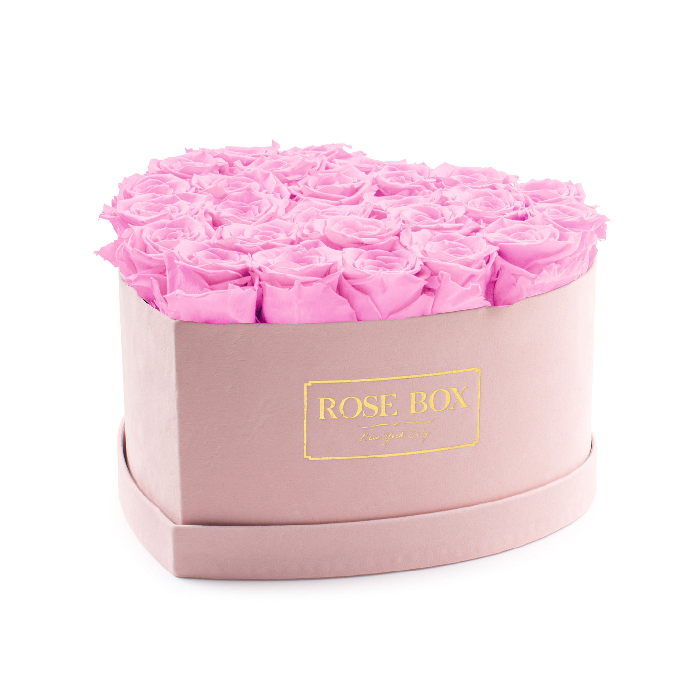 Large Pink Heart Box with Pink Blush Roses