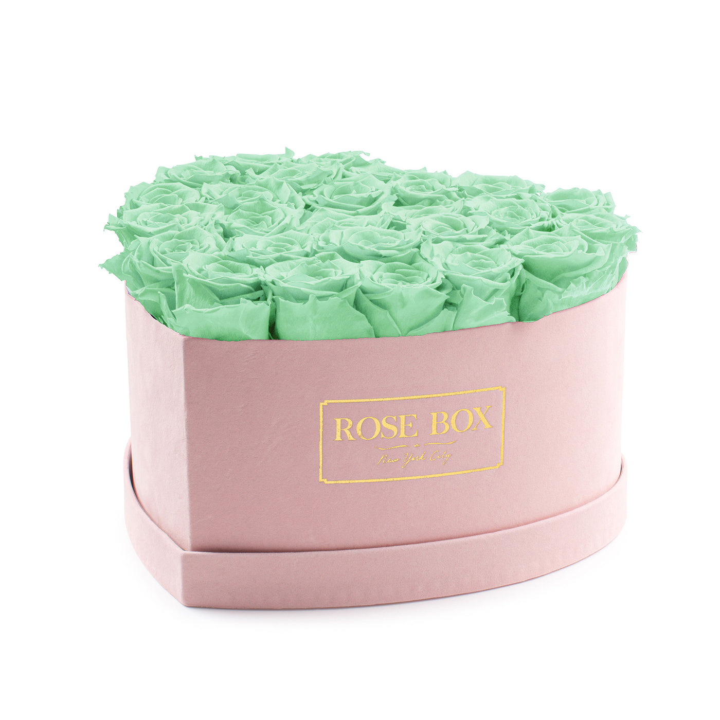 Large Pink Heart Box with Light Green Roses