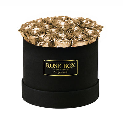 Medium Black Box with Gold Roses