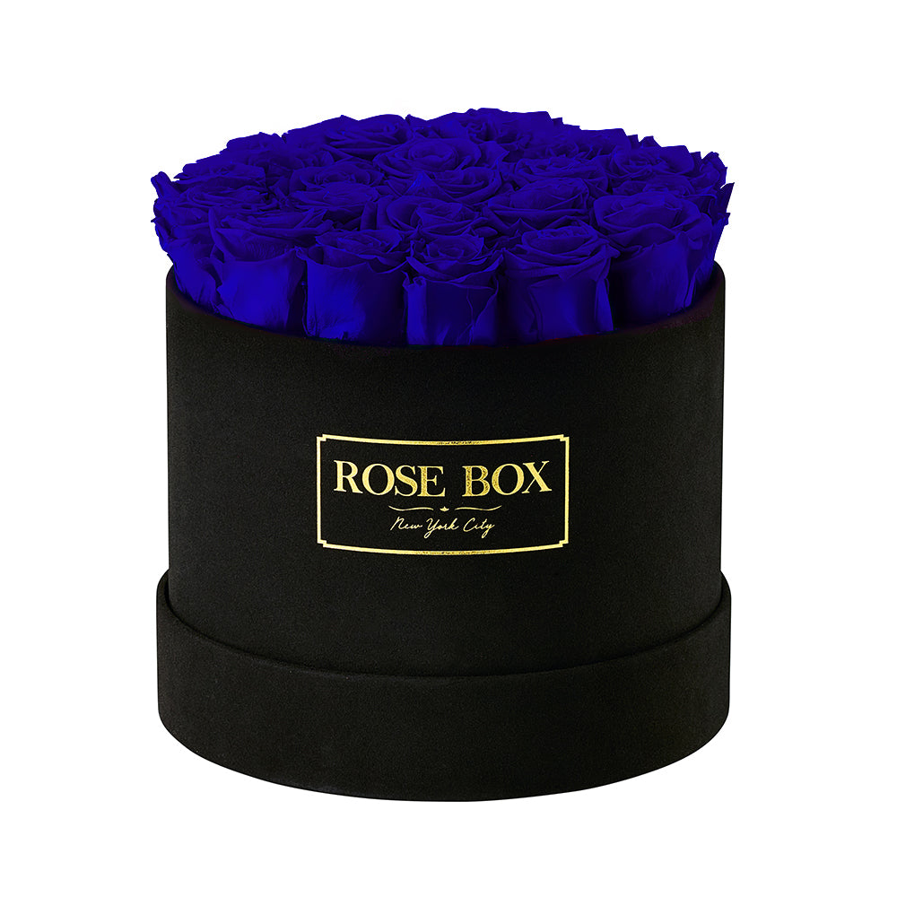 Medium Black Box with Night Blue Roses