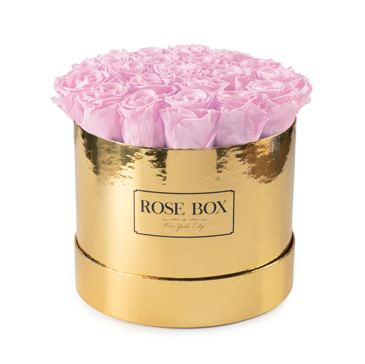 Medium Gold Box with Light Pink Roses