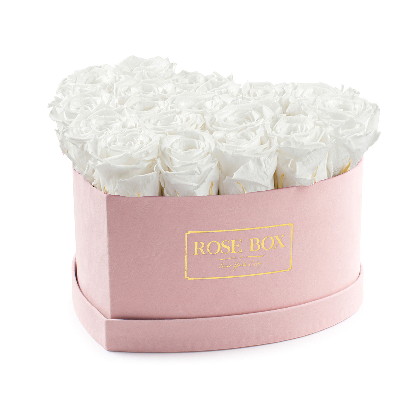 Large Pink Heart Box with Pure White Roses