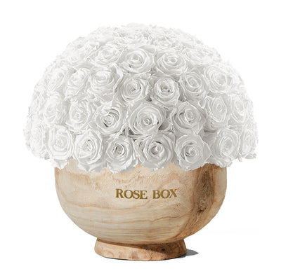 Extra Large Wooden Half Ball with Pure White Roses