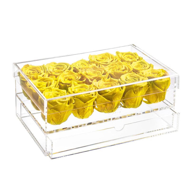 15 Bright Yellow Roses Jewelry Box (Voucher Special)