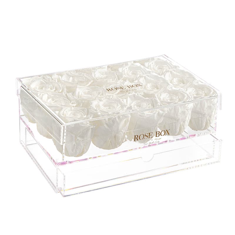 15 Pure White Roses Jewelry Box
