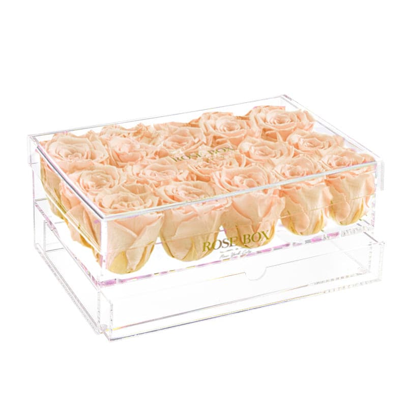 15 Sorbet Peach Roses Jewelry Box