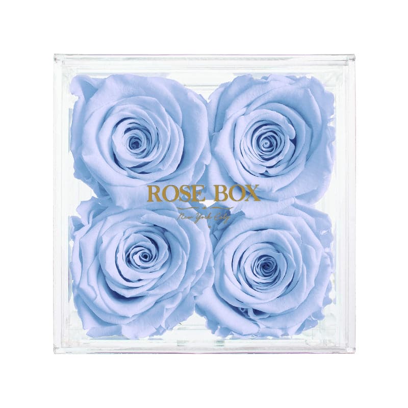4 Light Blue Roses Jewelry Box