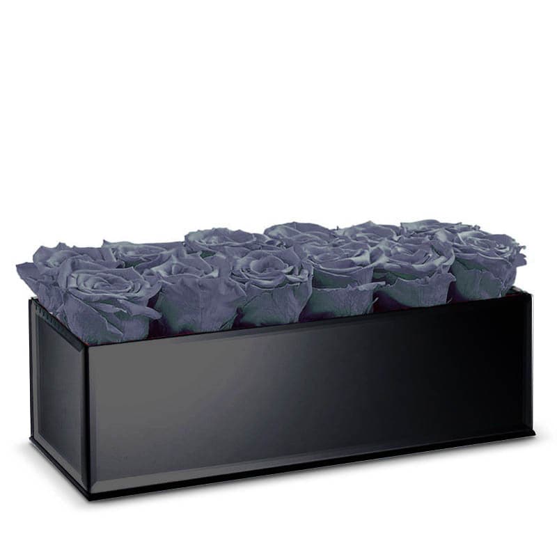 Black Table Centerpiece with Midnight Gray Roses Rose Box NYC