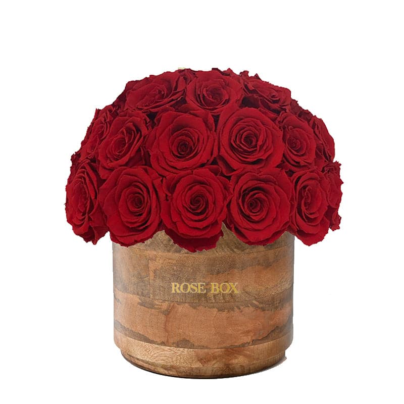 Rustic Classic Half Ball with Red Flame Roses