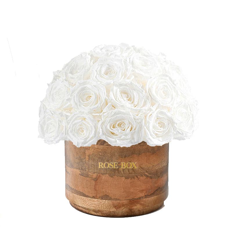 Rustic Classic Half Ball with Pure White Roses