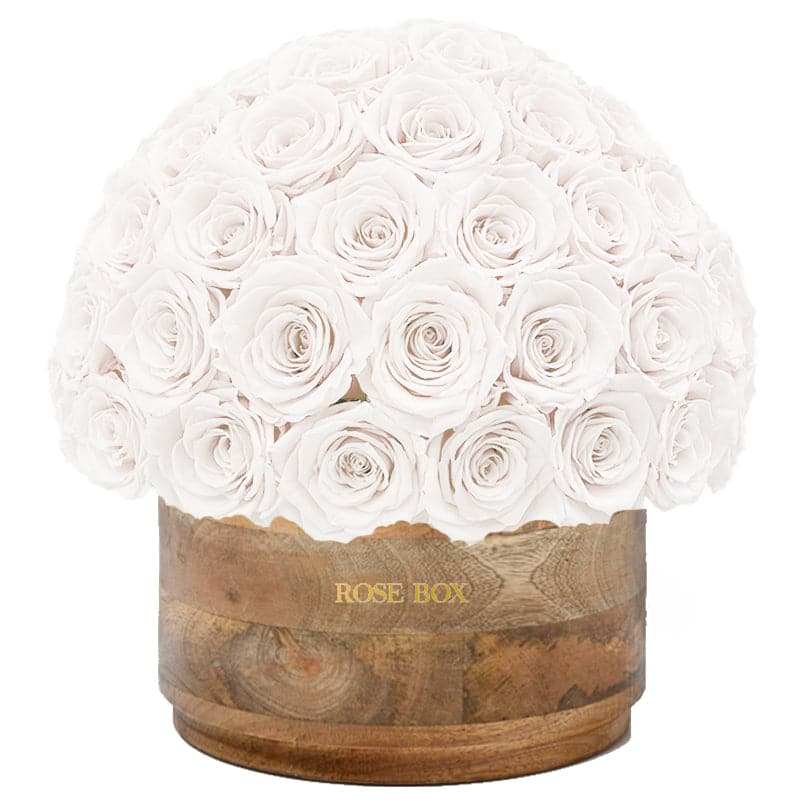 Rustic XL Half Ball with Pure White Roses