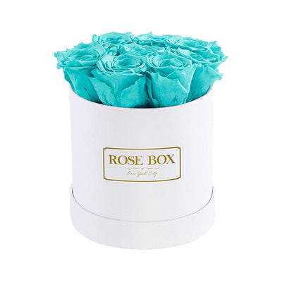 Small White Box with Turquoise Roses (Voucher Special)