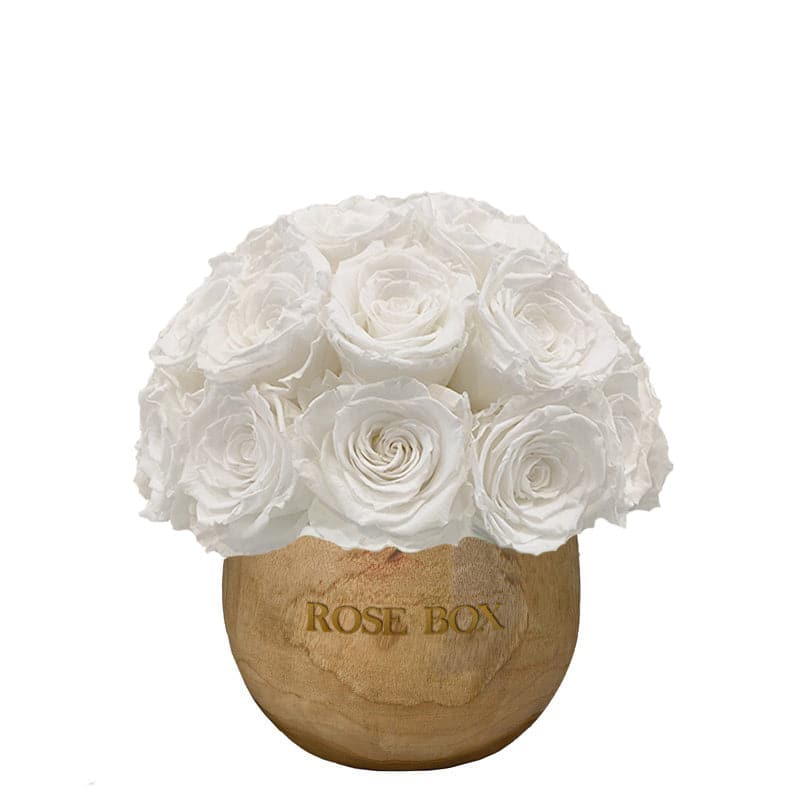 Wooden Dream with Pure White Roses