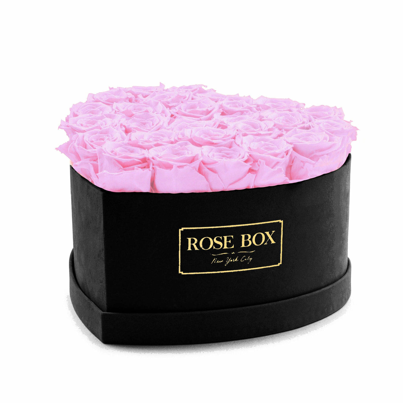 Large Black Heart Box with Pink Blush Roses