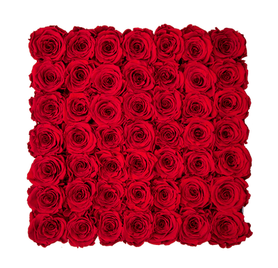 Large Black Square Box with Red Flame Roses