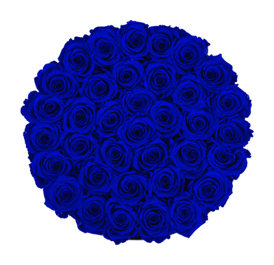 Large Round Black Box with Night Blue Roses