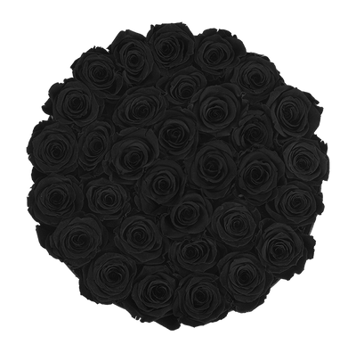 Large Round Black Box with Velvet Black Roses