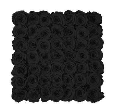 Large Black Square Box with Velvet Black Roses