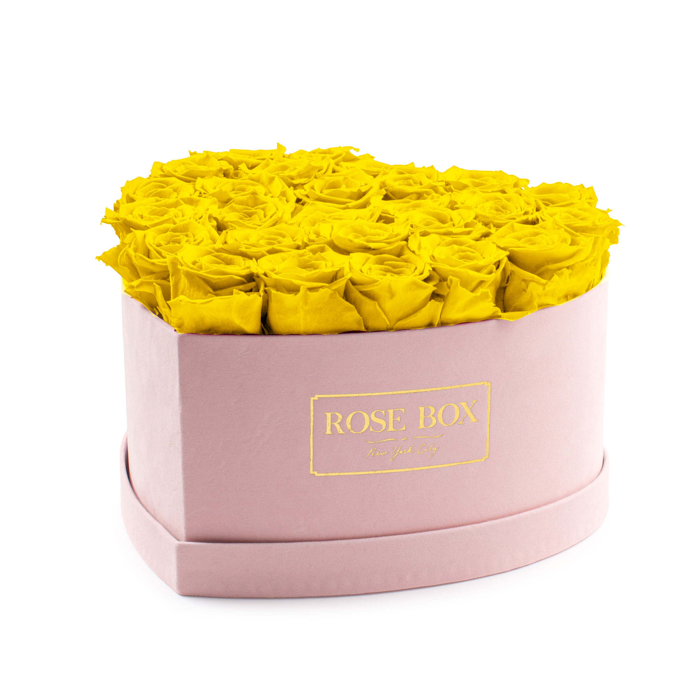 Large Heart Light Pink Box with Bright Yellow Roses