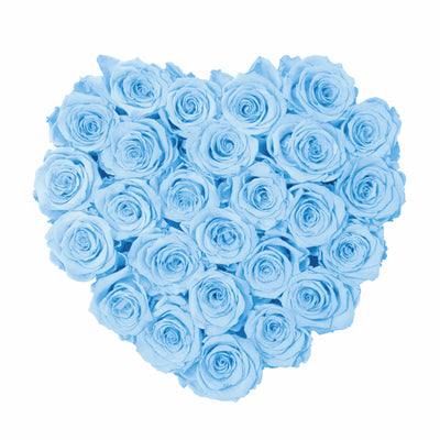 Large Black Heart Box with Light Blue Roses