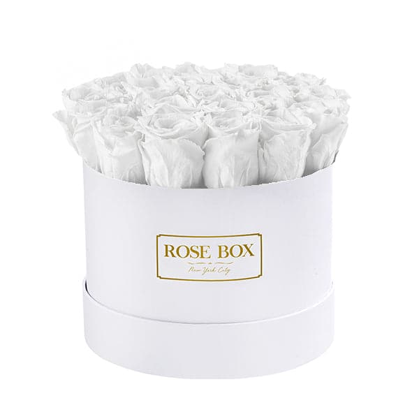 Medium White Box with Pure White Roses (Voucher Special)