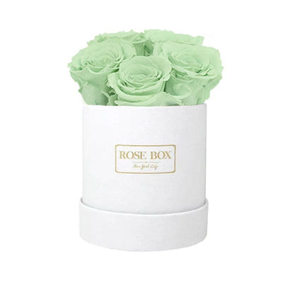 Mini White Box with Light Green Roses