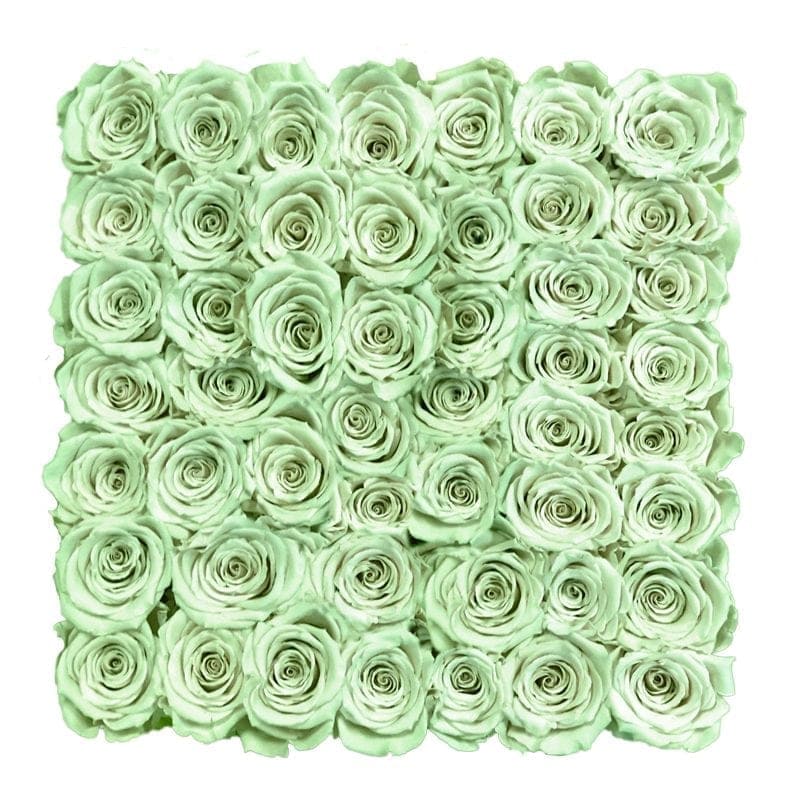 Large White Square Box with Light Green Roses