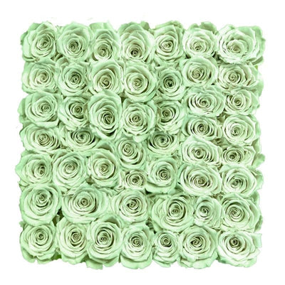 Large White Square Box with Light Green Roses