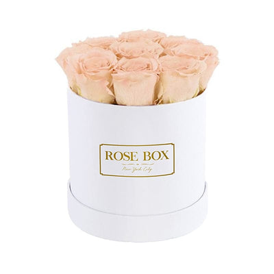 Small White Box with Sorbet Peach Roses