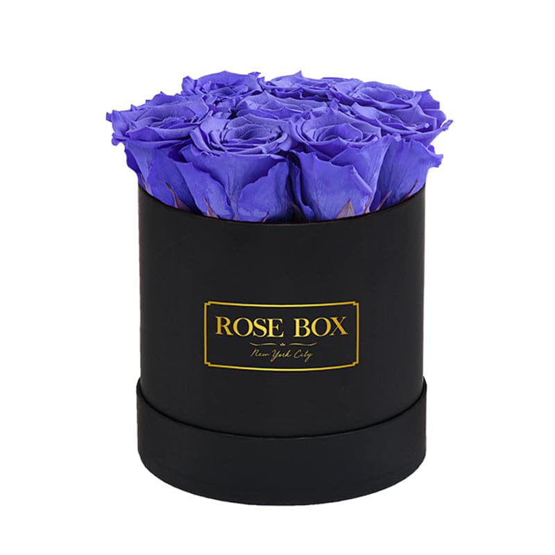 Small Black Box with Spring Purple Roses