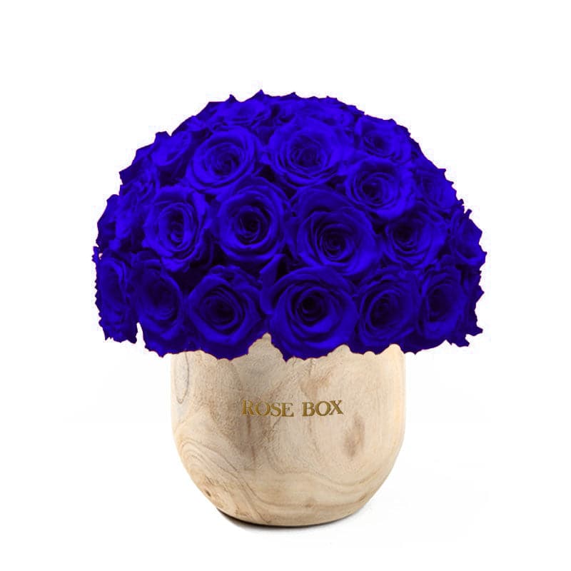 Wooden Premium Half Ball with Night Blue Roses