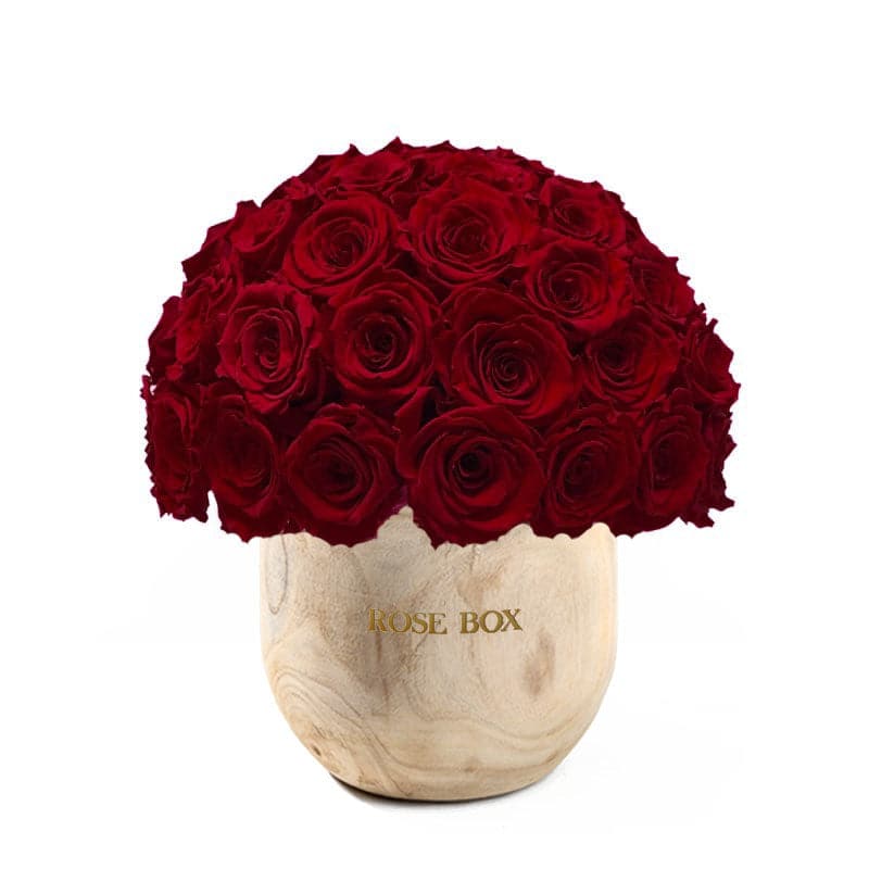 Wooden Premium Half Ball with Red Wine Roses