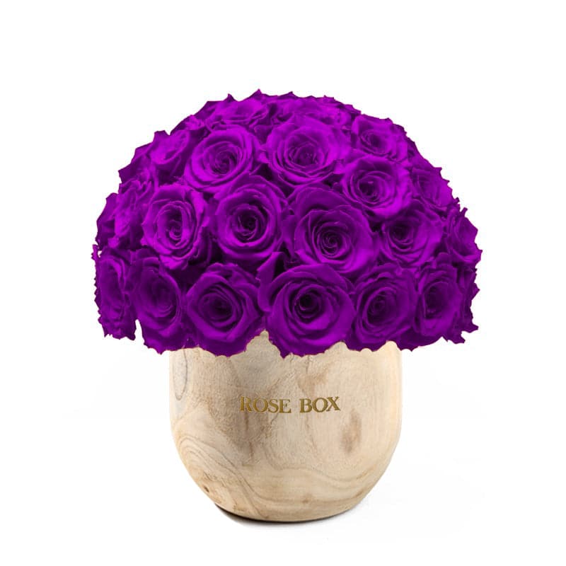 Wooden Premium Half Ball with Royal Purple Roses