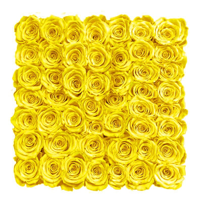 Large Black Square Box with Bright Yellow Roses