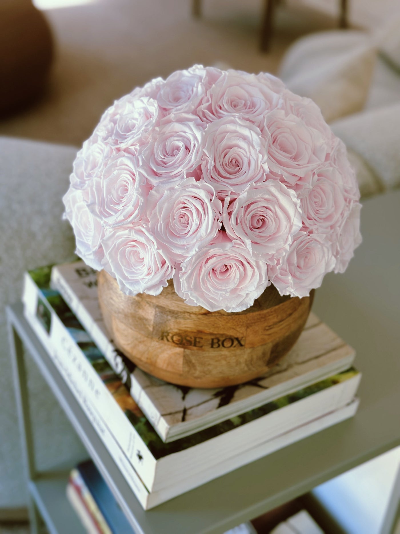 Rustic Classic Round Half Ball with Pure White Roses