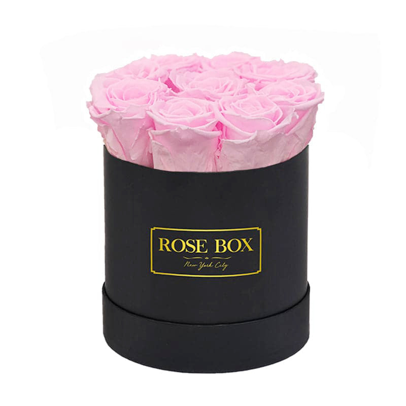 Small Black Box with Light Pink Roses