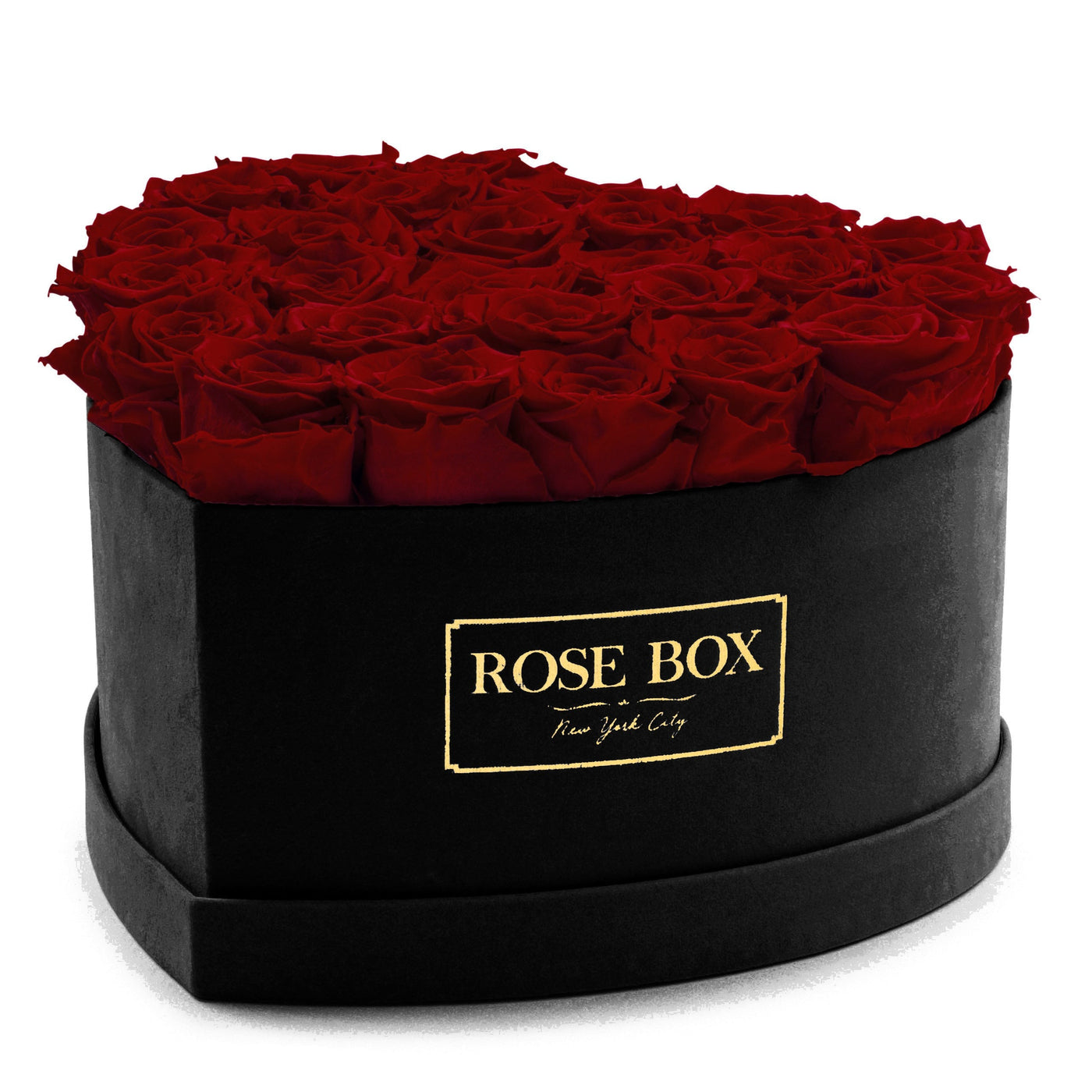 Large Black Heart Box with Red Wine Roses