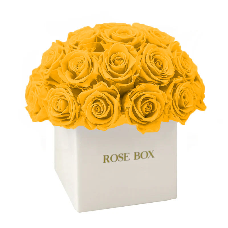 Ceramic Square Classic Half Ball with Bright Yellow Roses
