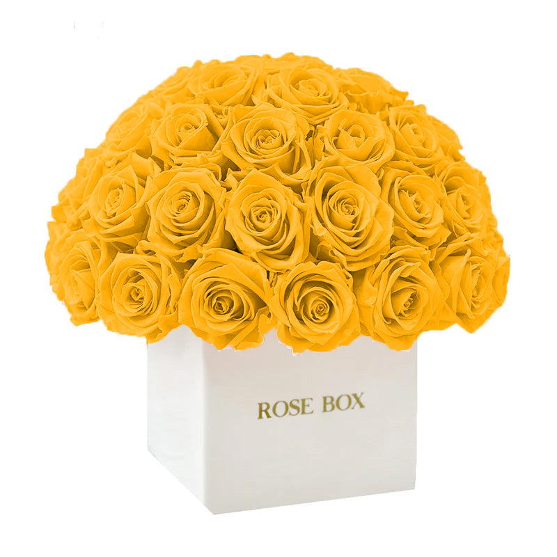 Ceramic Square Premium Half Ball with Bright Yellow Roses