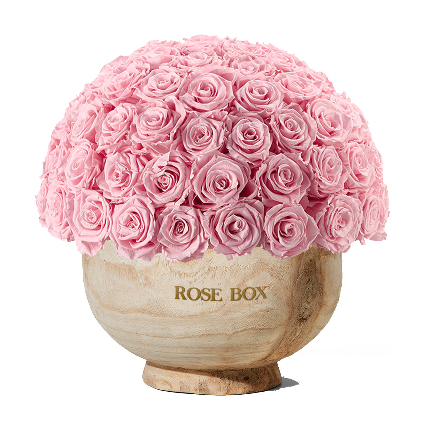 Extra Large Wooden Half Ball with Pink Blush Roses