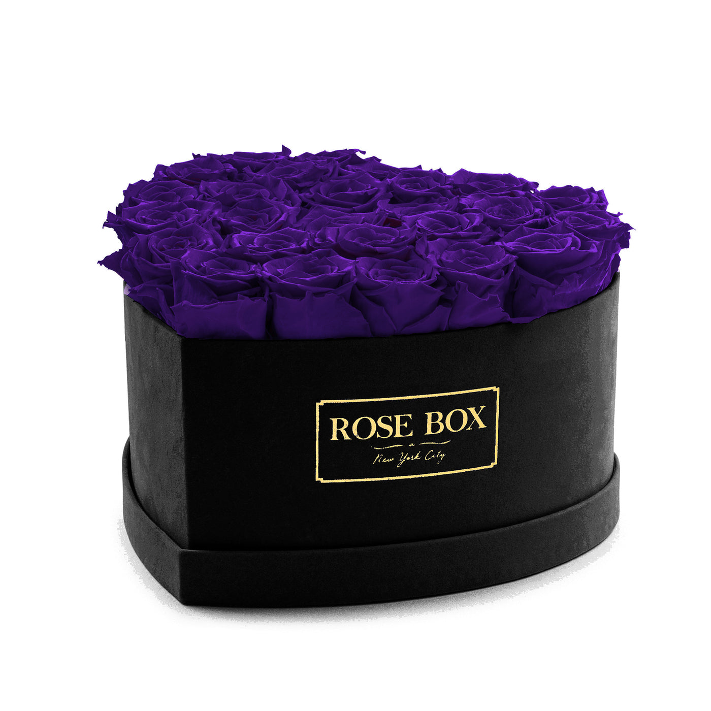 Large Black Heart Box with Blackberry Roses