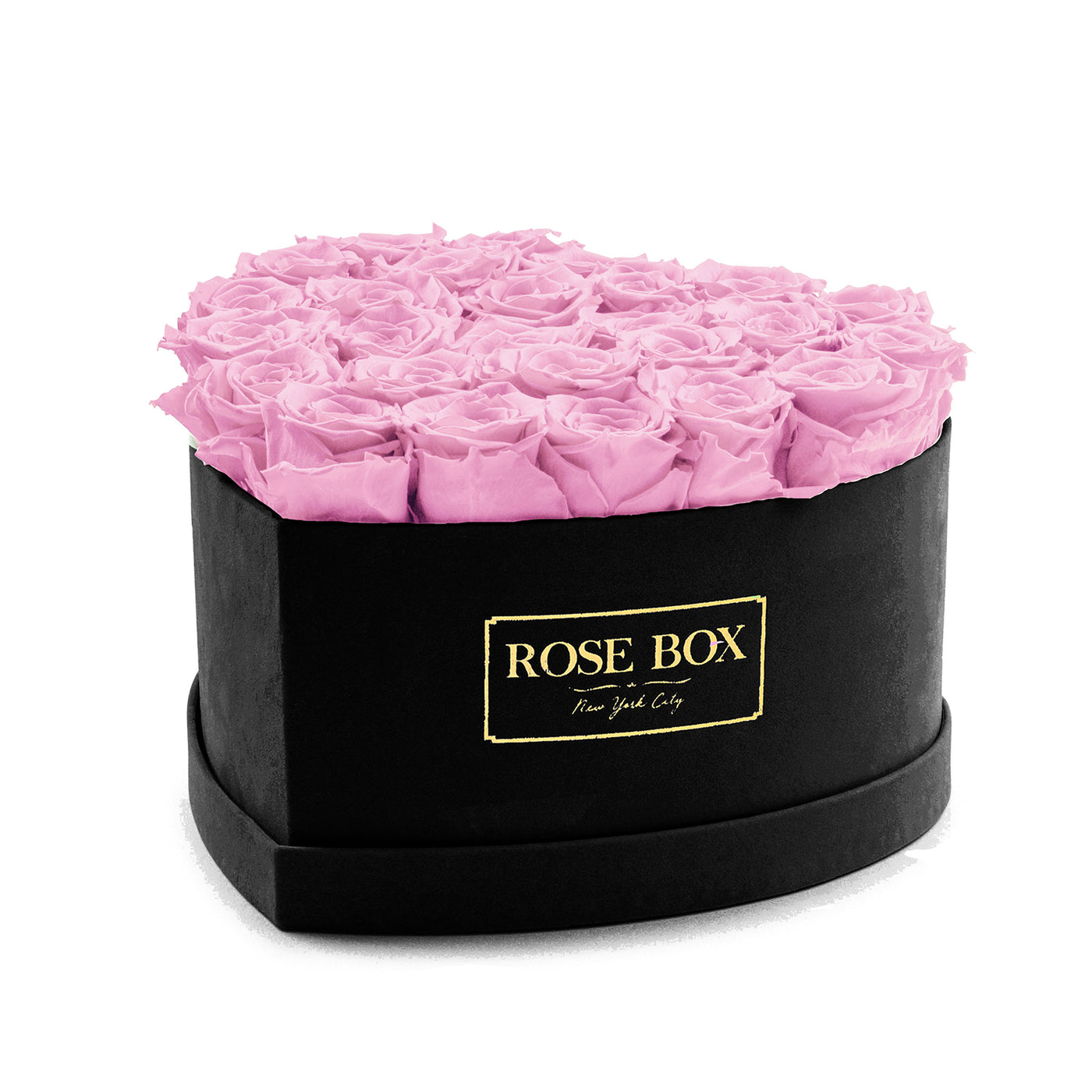 Large Black Heart Box with Light Pink Roses
