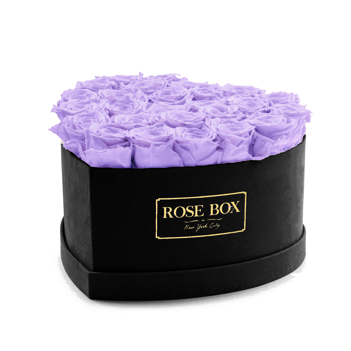 Large Black Heart Box with Lavender Roses