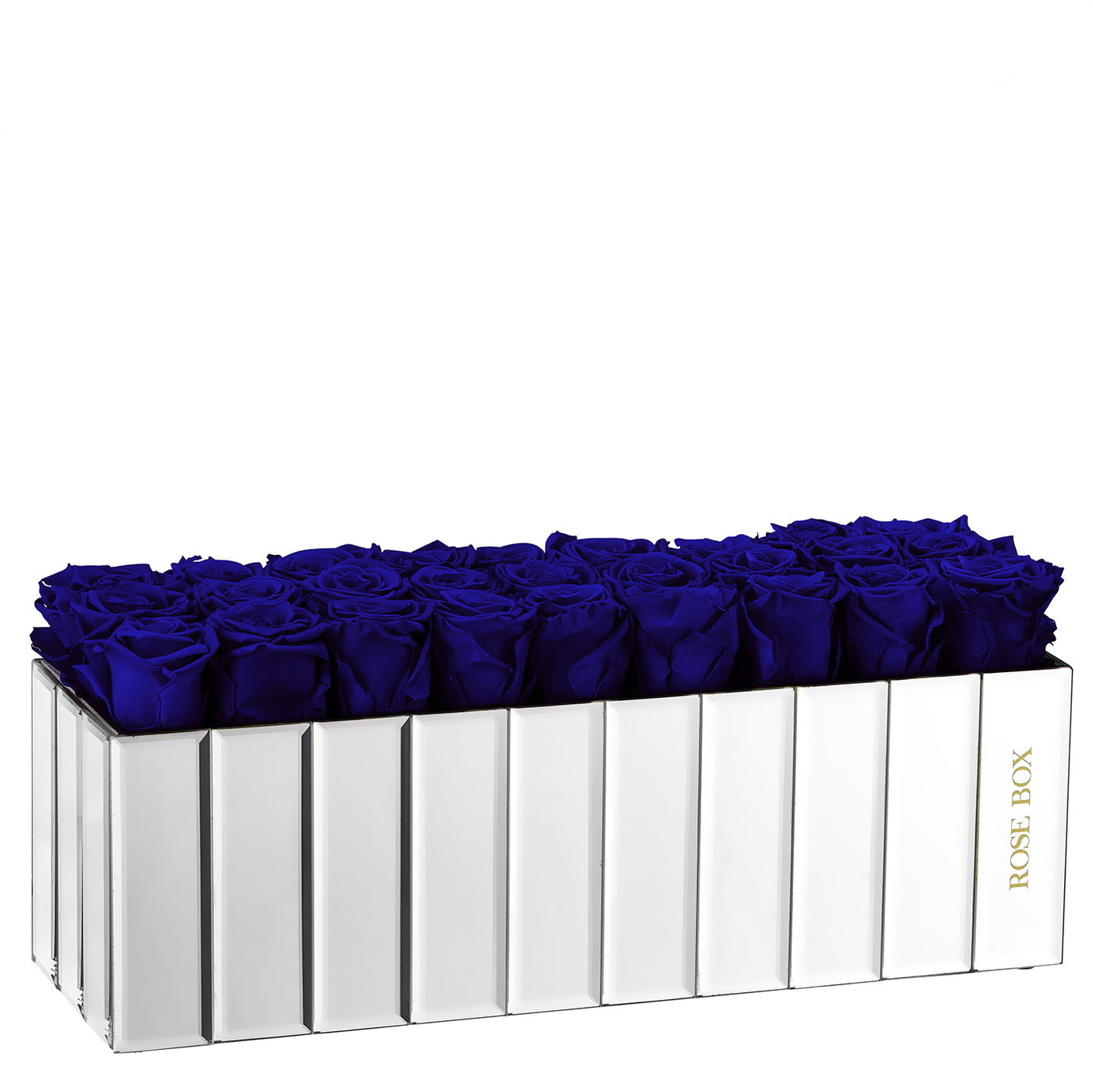 Large Modern Mirrored Centerpiece with Night Blue Roses
